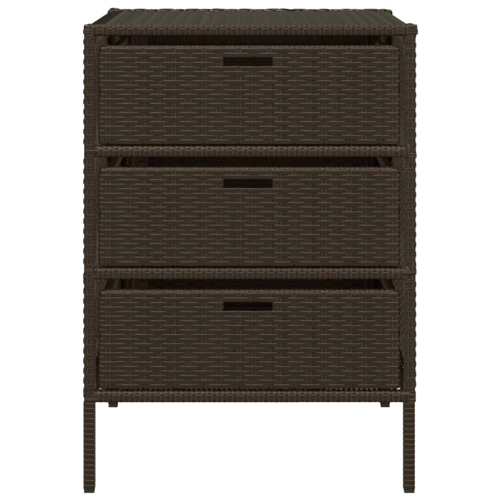 Barna polyrattan kerti tárolószekrény 55 x 59 x 80 cm