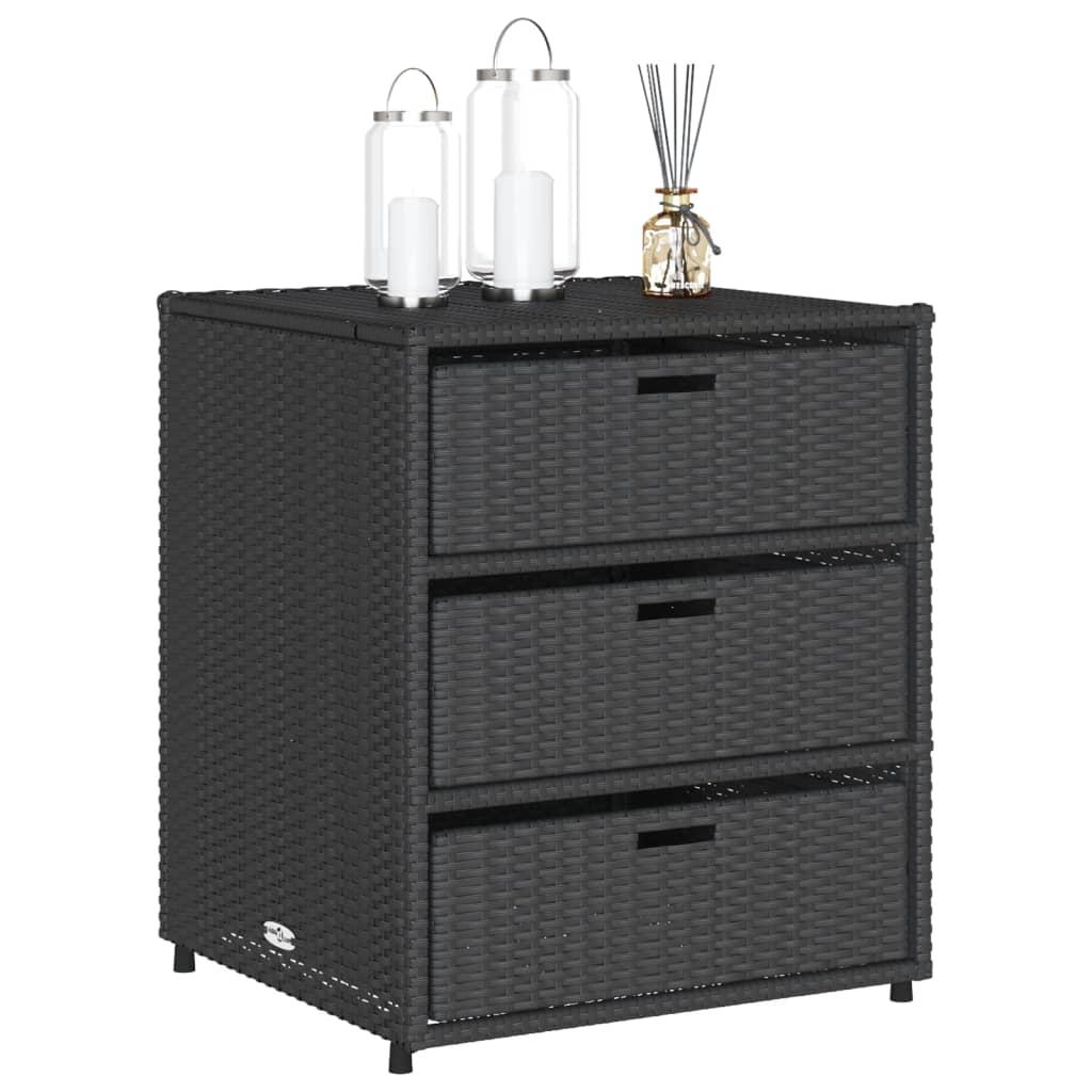 Fekete polyrattan kerti tárolószekrény 55 x 59 x 69 cm