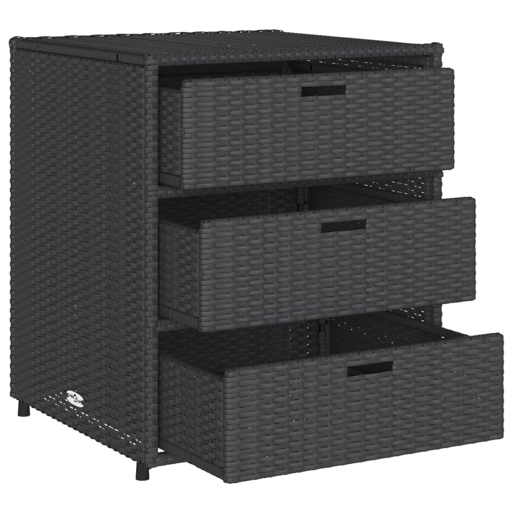 Fekete polyrattan kerti tárolószekrény 55 x 59 x 69 cm