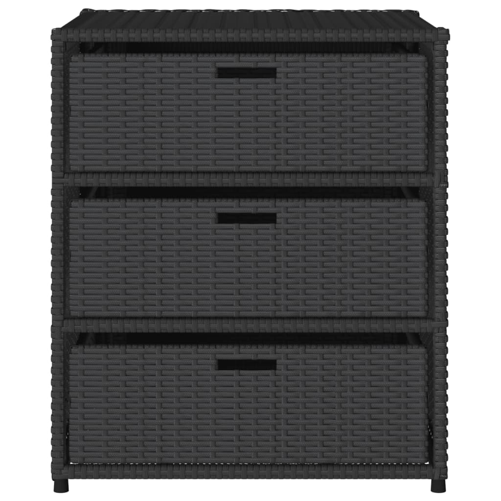 Fekete polyrattan kerti tárolószekrény 55 x 59 x 69 cm