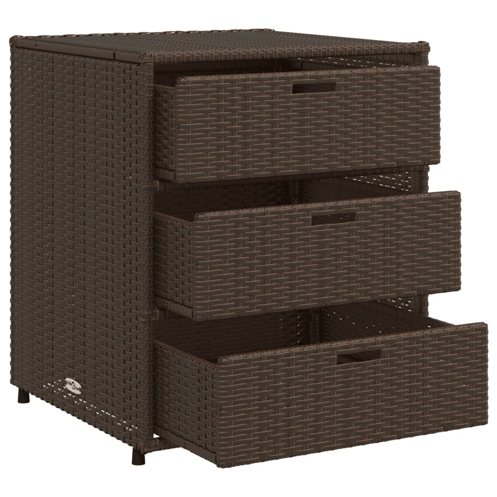 Barna polyrattan kerti tárolószekrény 55 x 59 x 69 cm