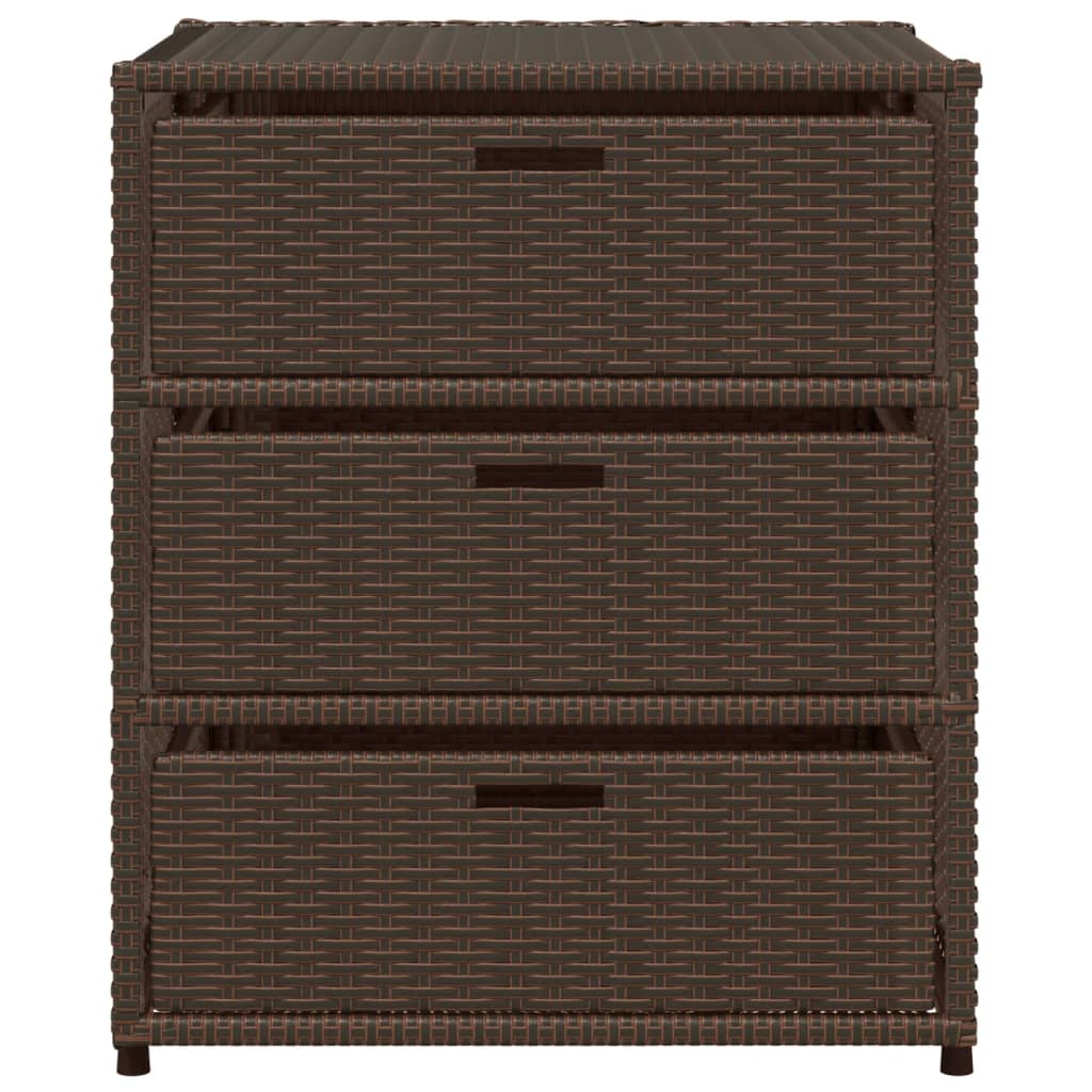 Barna polyrattan kerti tárolószekrény 55 x 59 x 69 cm