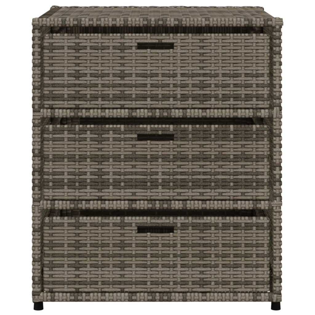 Szürke polyrattan kerti tárolószekrény 55 x 59 x 69 cm