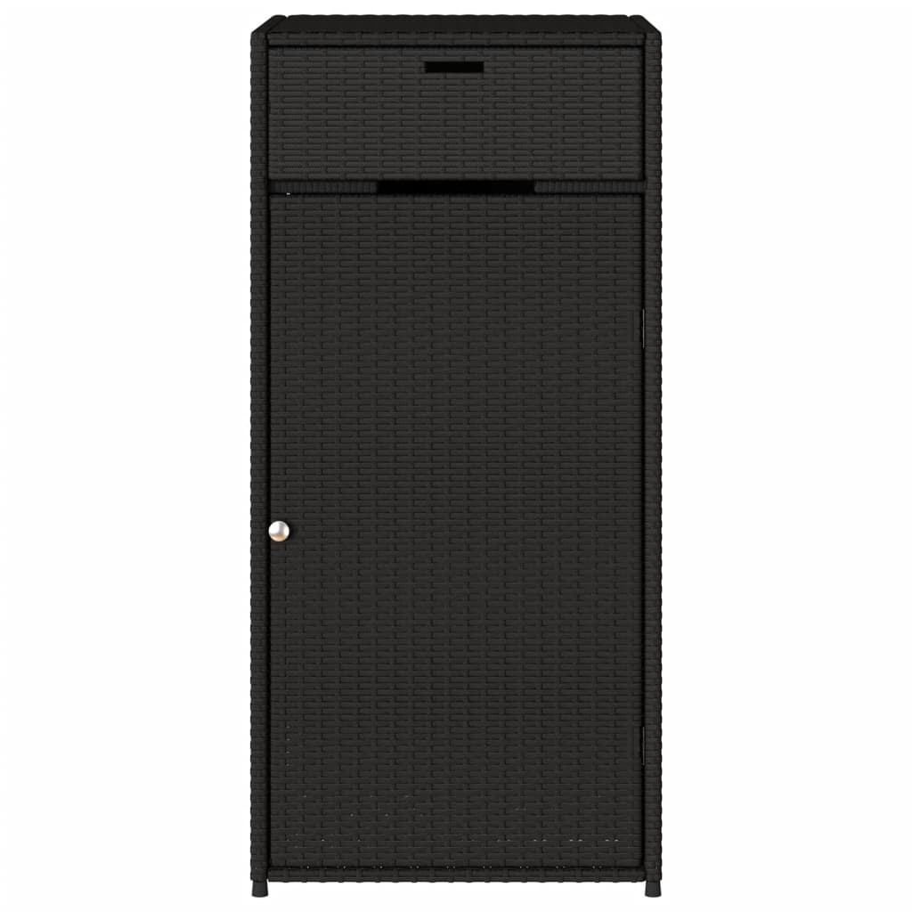 Fekete polyrattan kerti tárolószekrény 55 x 55 x 111 cm