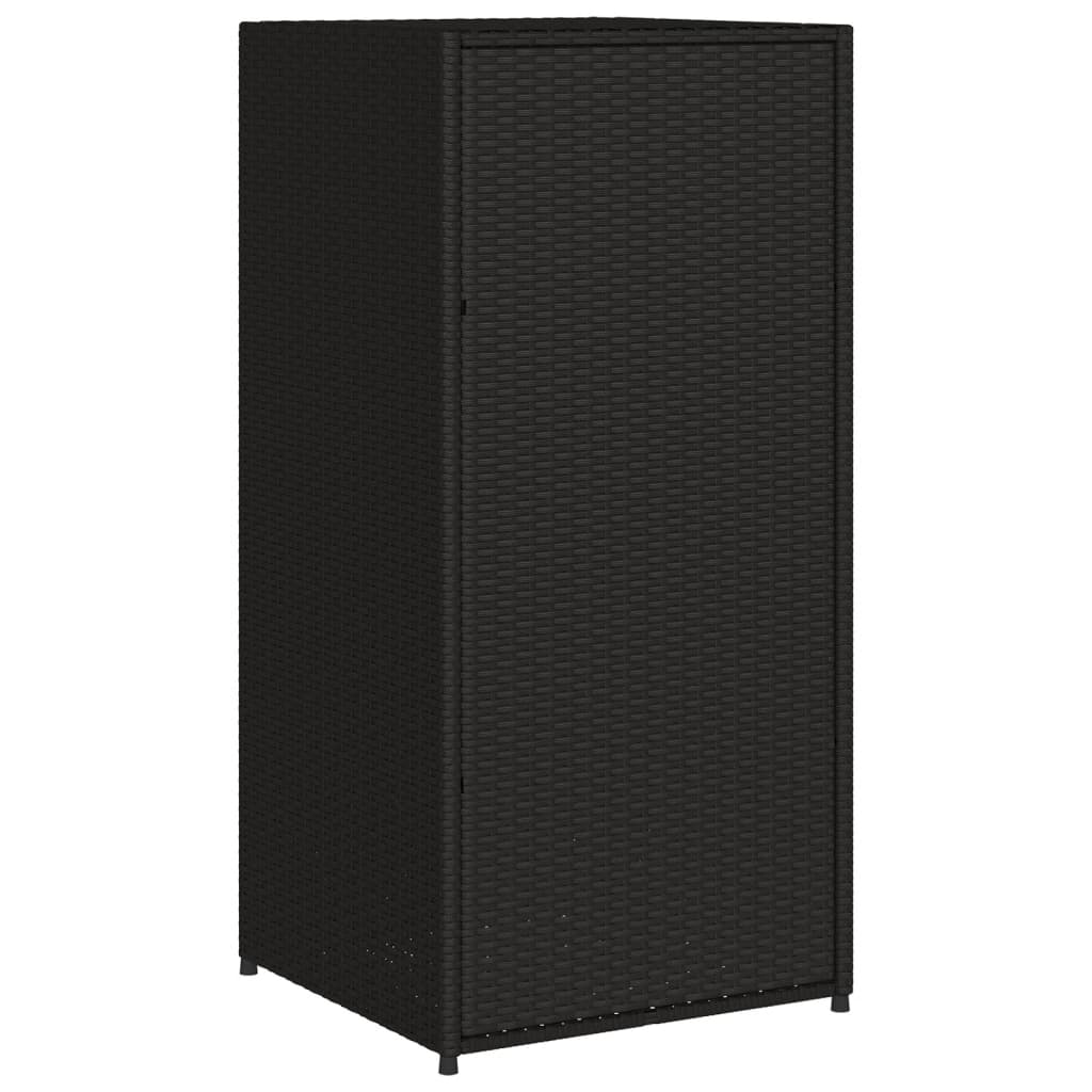 Fekete polyrattan kerti tárolószekrény 55 x 55 x 111 cm