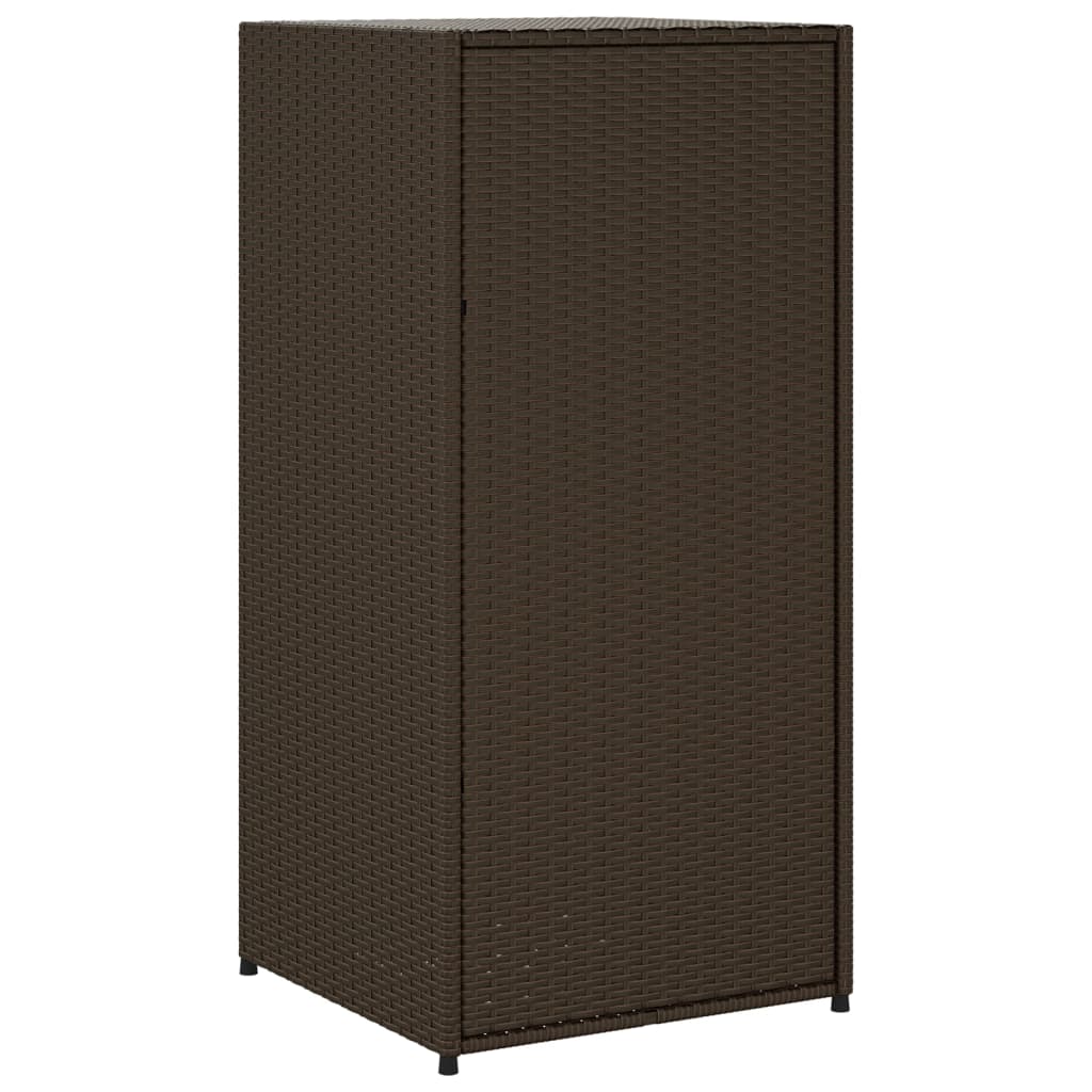 Barna polyrattan kerti tárolószekrény 55 x 55 x 111 cm