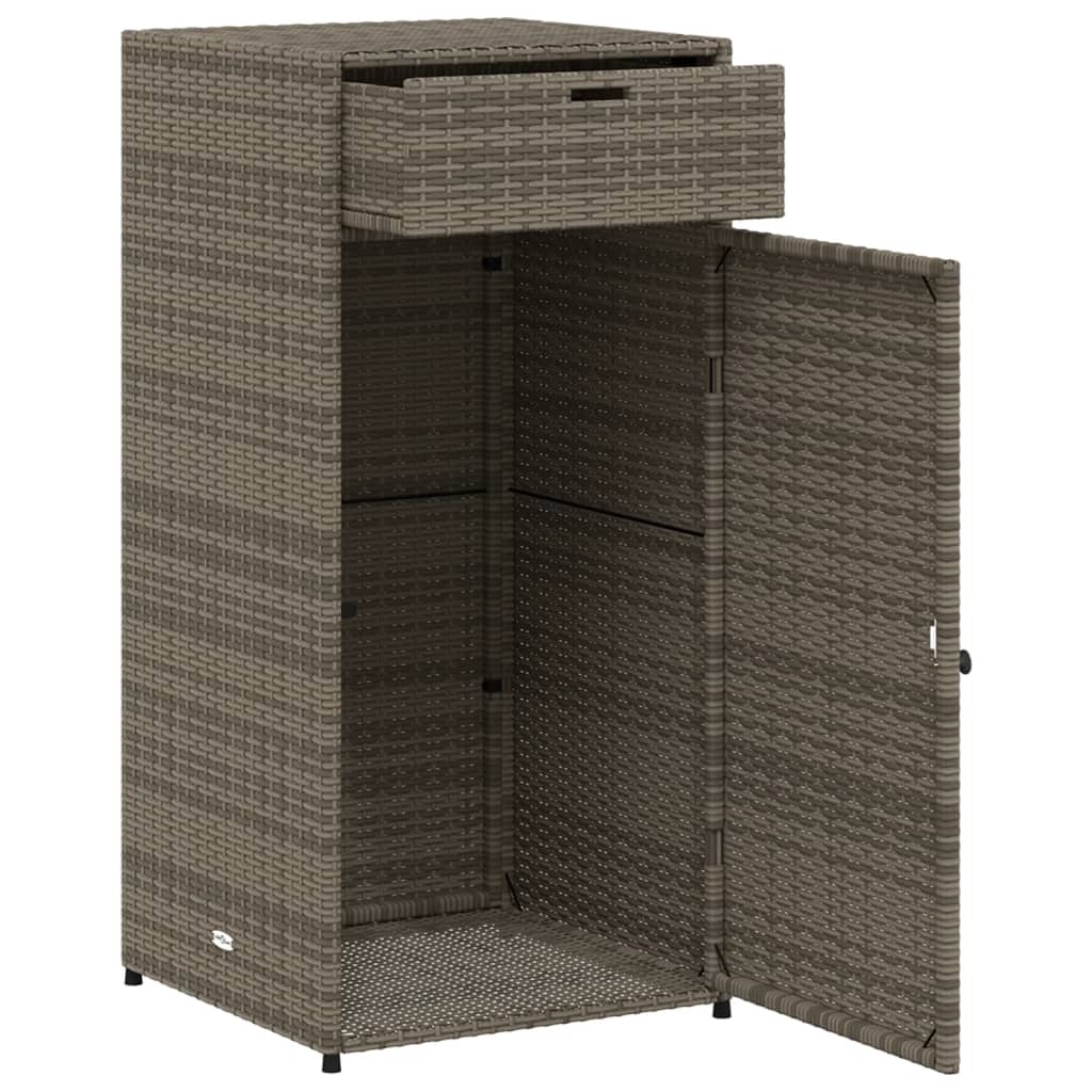 Szürke polyrattan kerti tárolószekrény 55 x 55 x 111 cm