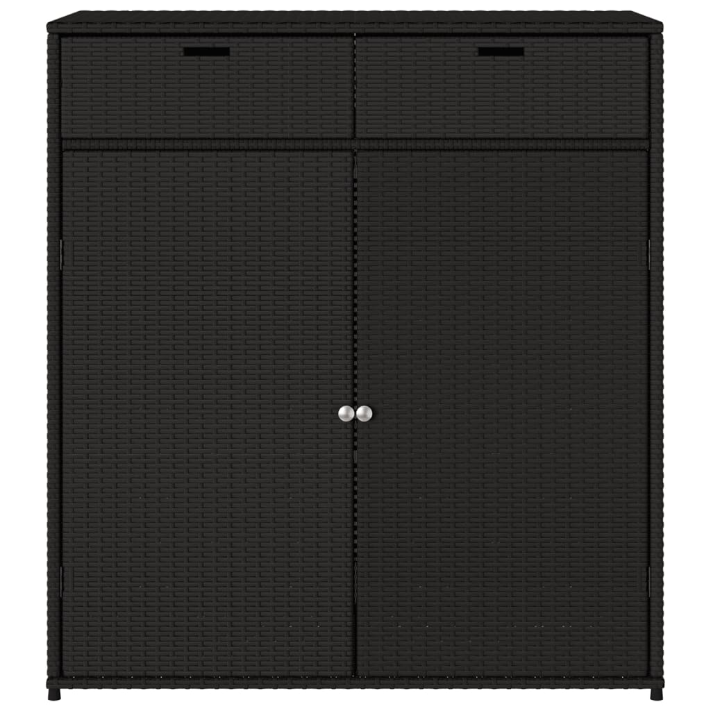 Fekete polyrattan kerti tárolószekrény 105 x 55 x 113 cm