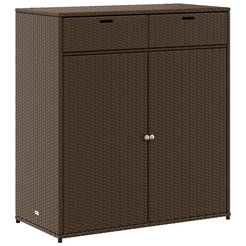 Barna polyrattan kerti tárolószekrény 105 x 55 x 113 cm