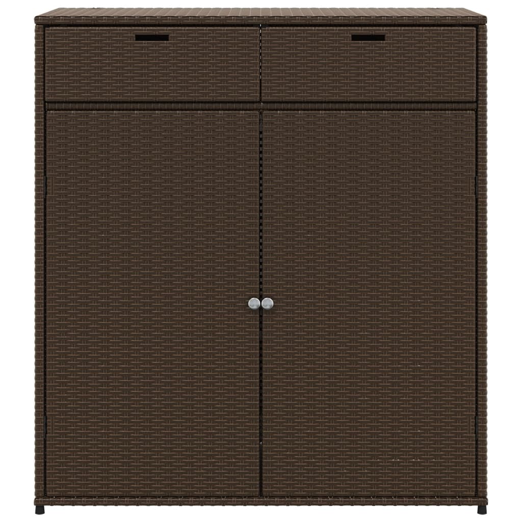 Barna polyrattan kerti tárolószekrény 105 x 55 x 113 cm