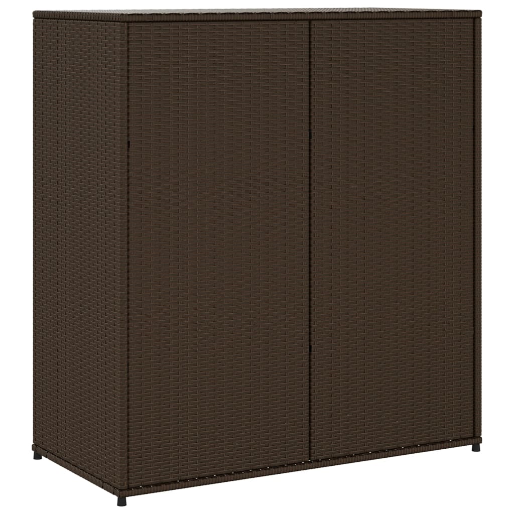 Barna polyrattan kerti tárolószekrény 105 x 55 x 113 cm