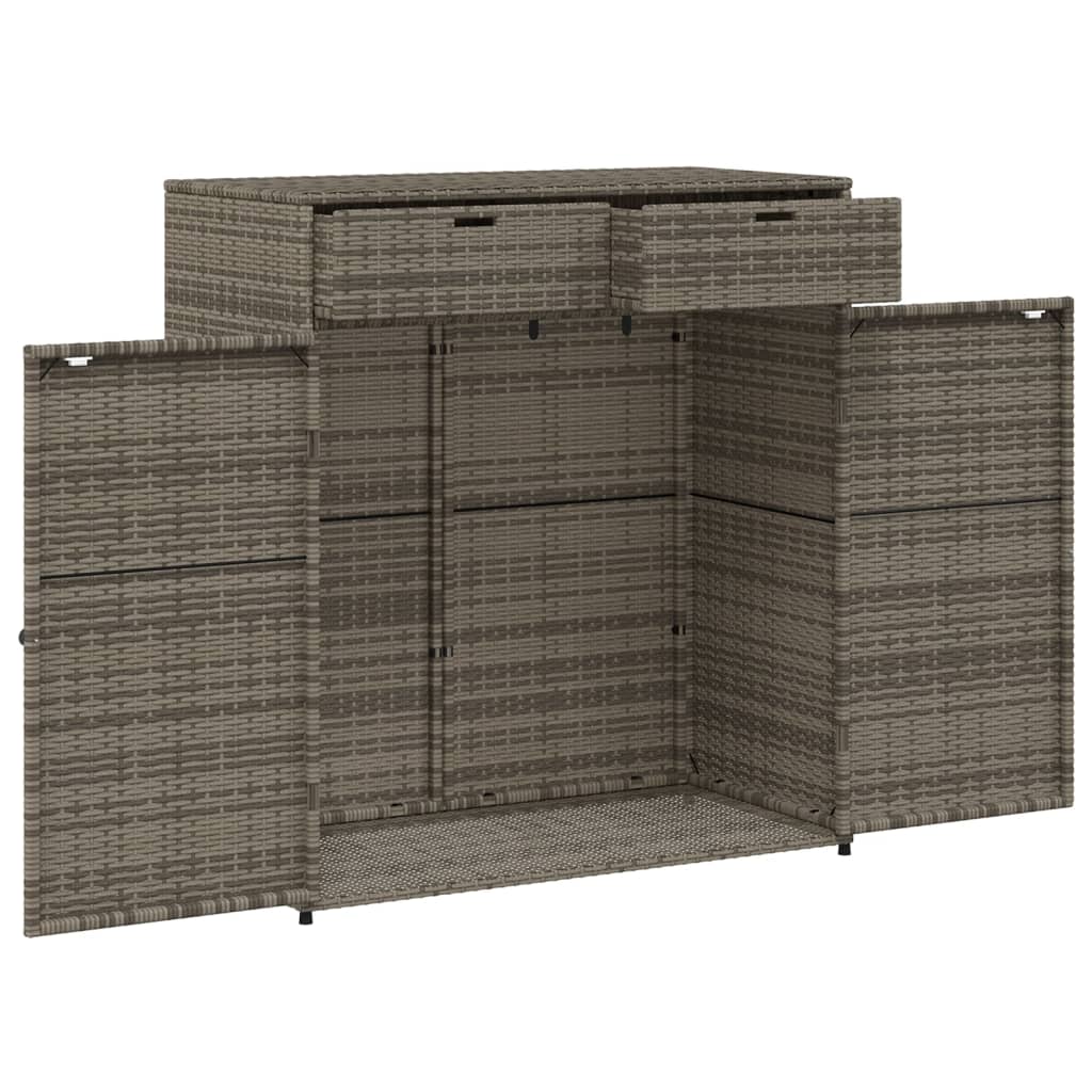 Szürke polyrattan kerti tárolószekrény 105 x 55 x 113 cm