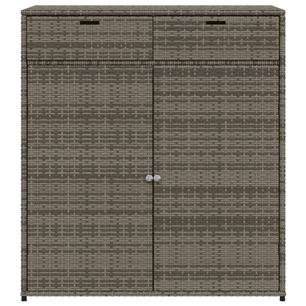 Szürke polyrattan kerti tárolószekrény 105 x 55 x 113 cm