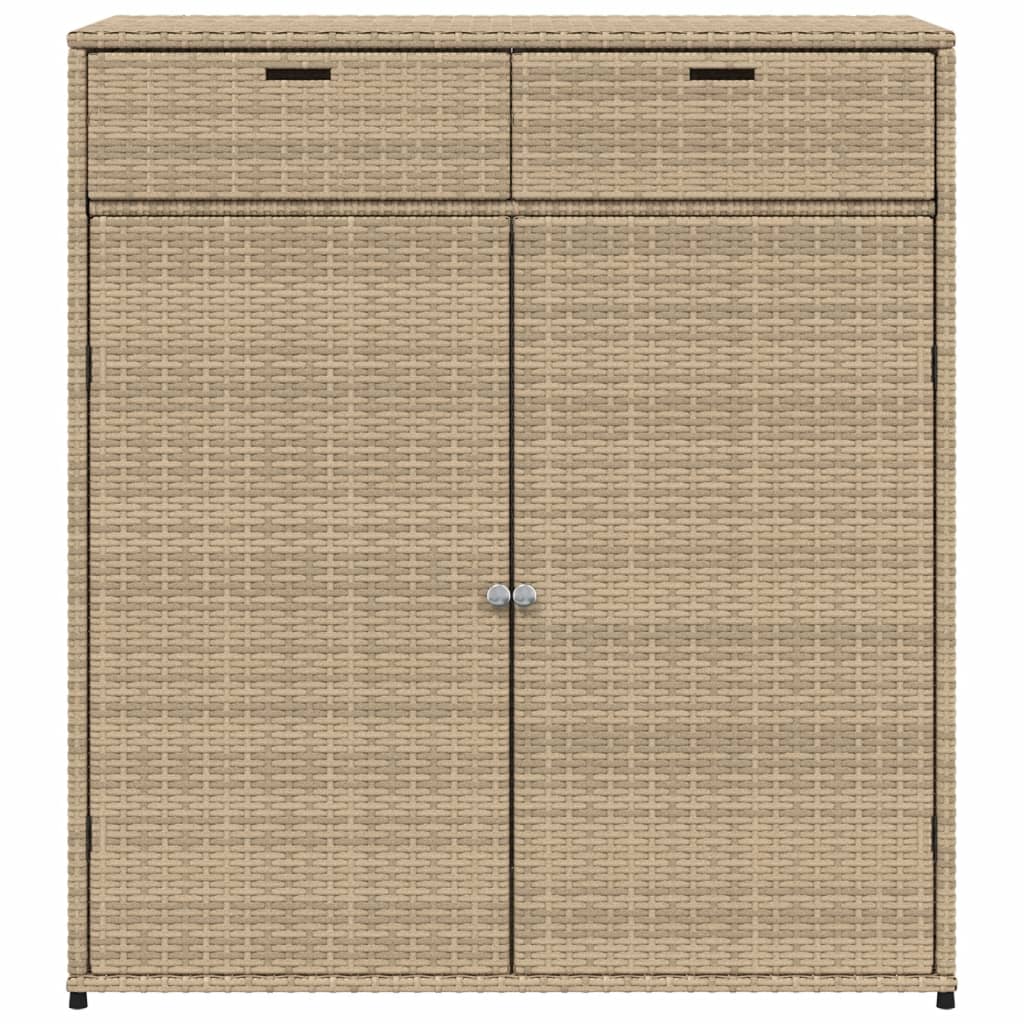 Bézs polyrattan kerti tárolószekrény 105 x 55 x 113 cm