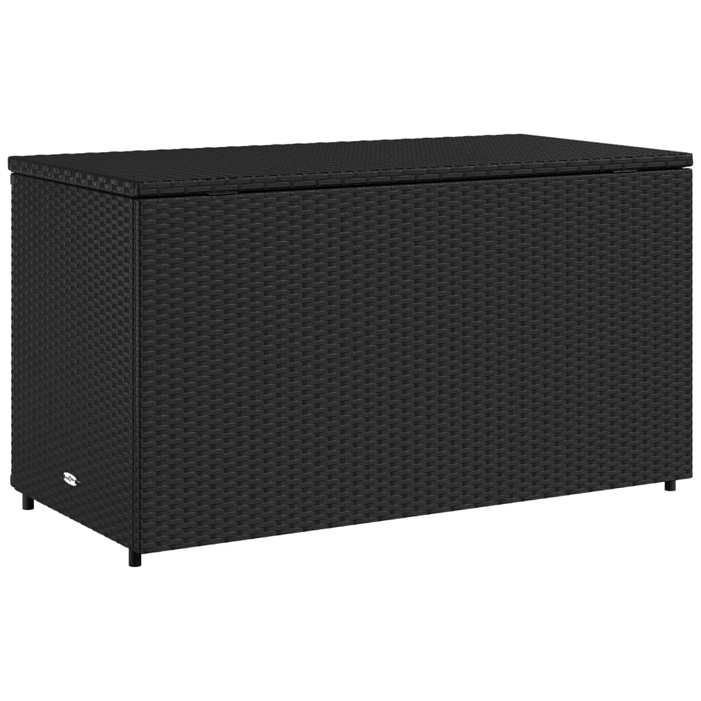 Fekete polyrattan kerti tárolószekrény 110 x 55 x 60,5 cm