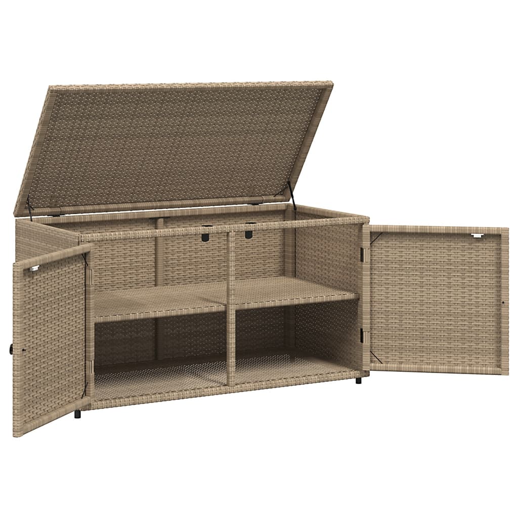 Bézs polyrattan kerti tárolószekrény 110 x 55 x 60,5 cm