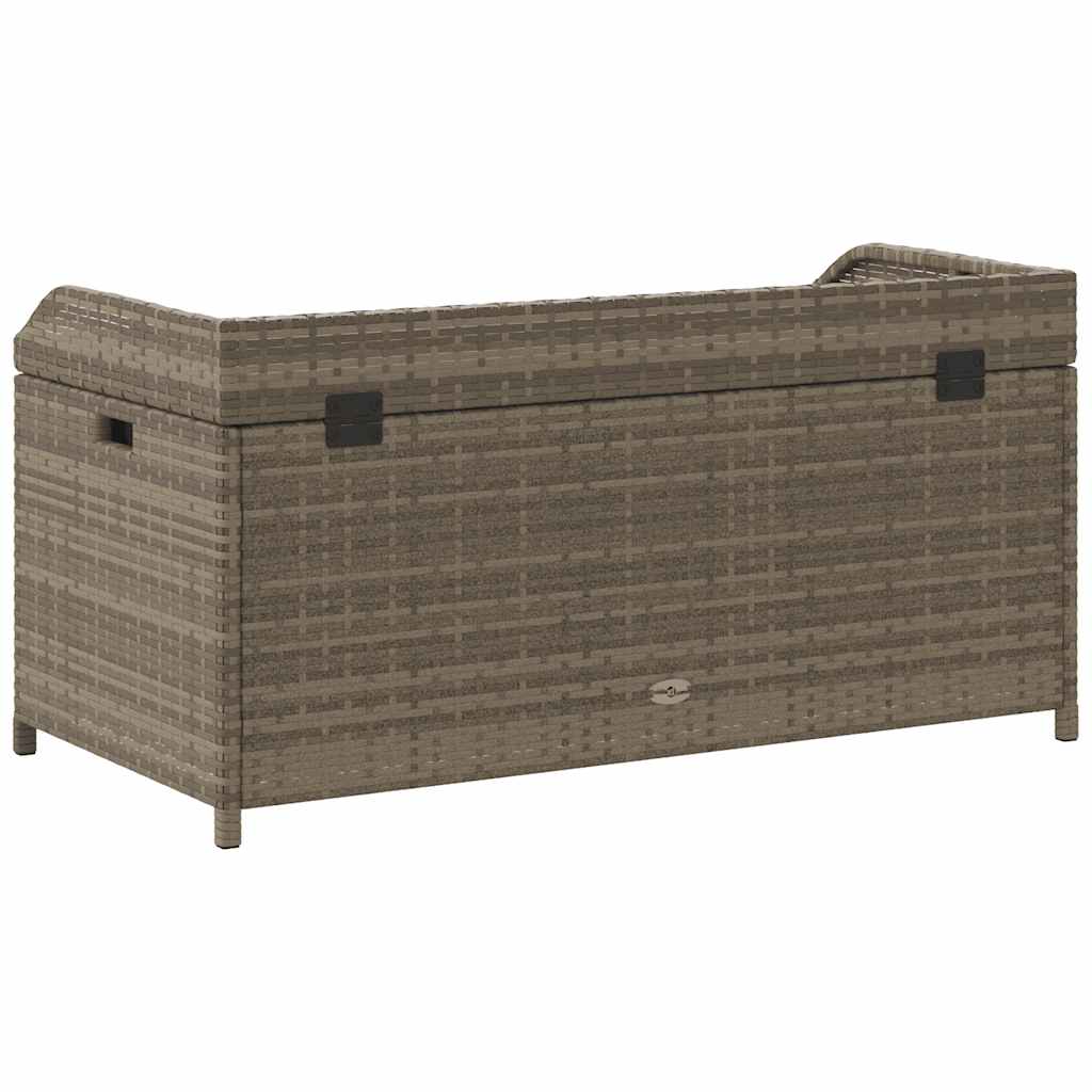 Szürke polyrattan és akácfa tárolópad 100 x 50 x 52 cm