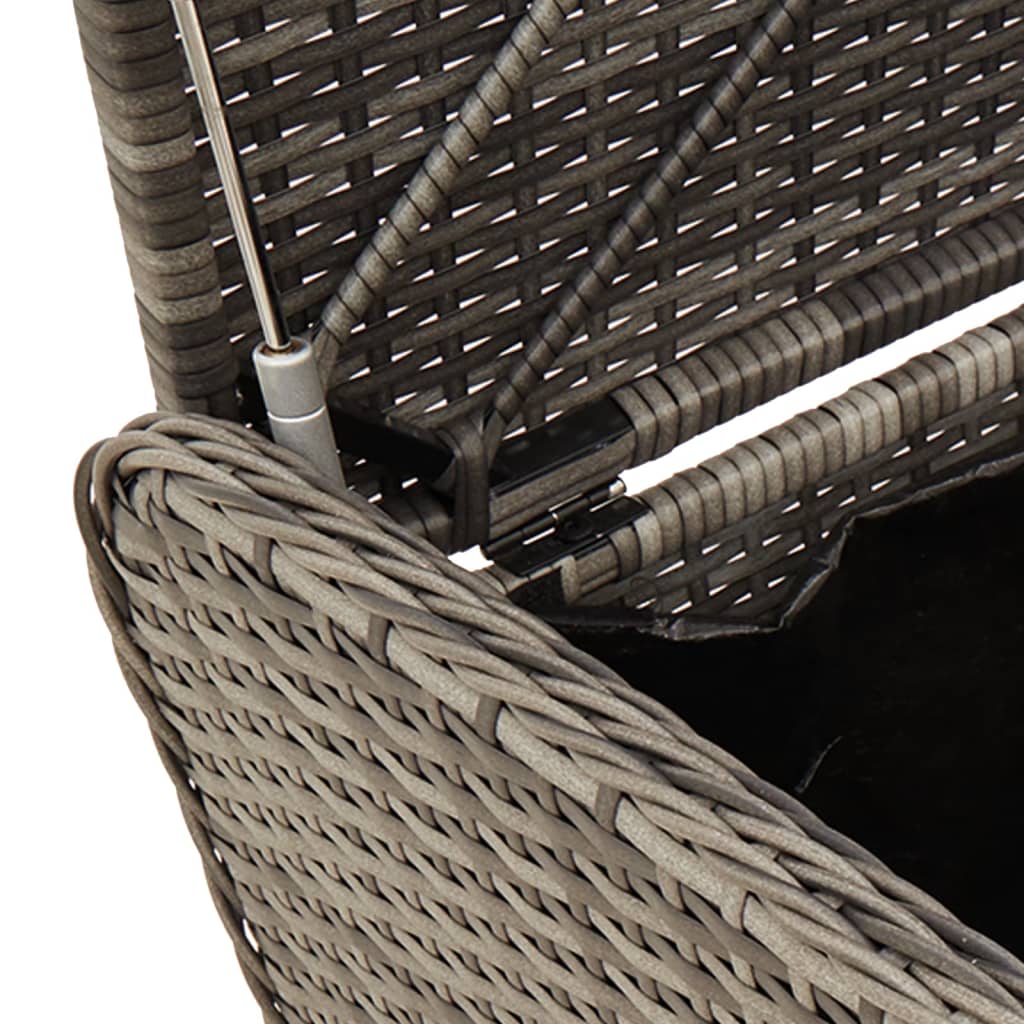 Szürke polyrattan tárolópad párnával 115 x 51 x 52 cm