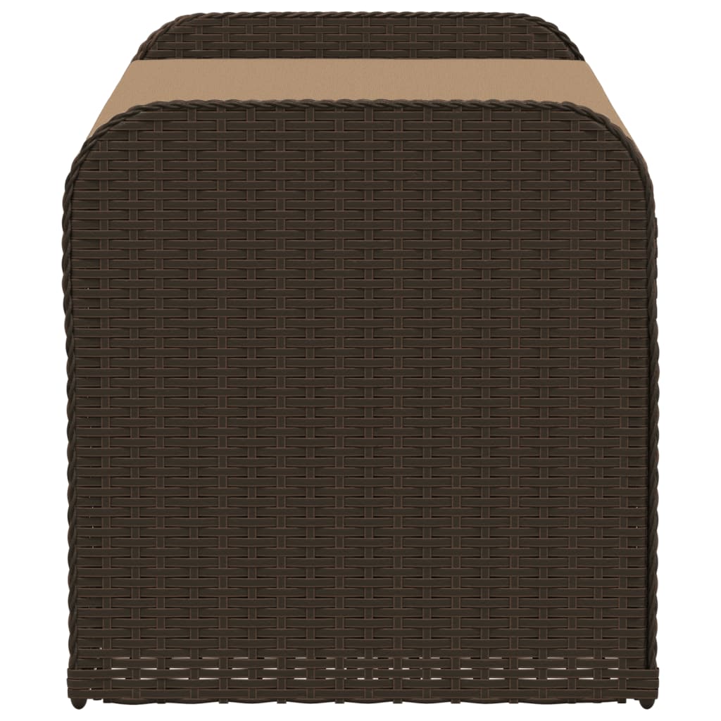 Barna polyrattan tárolópad párnával 115 x 51 x 52 cm