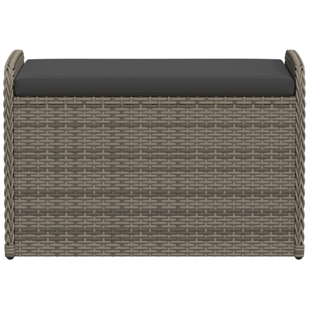 Szürke polyrattan tárolópad párnával 80 x 51 x 52 cm