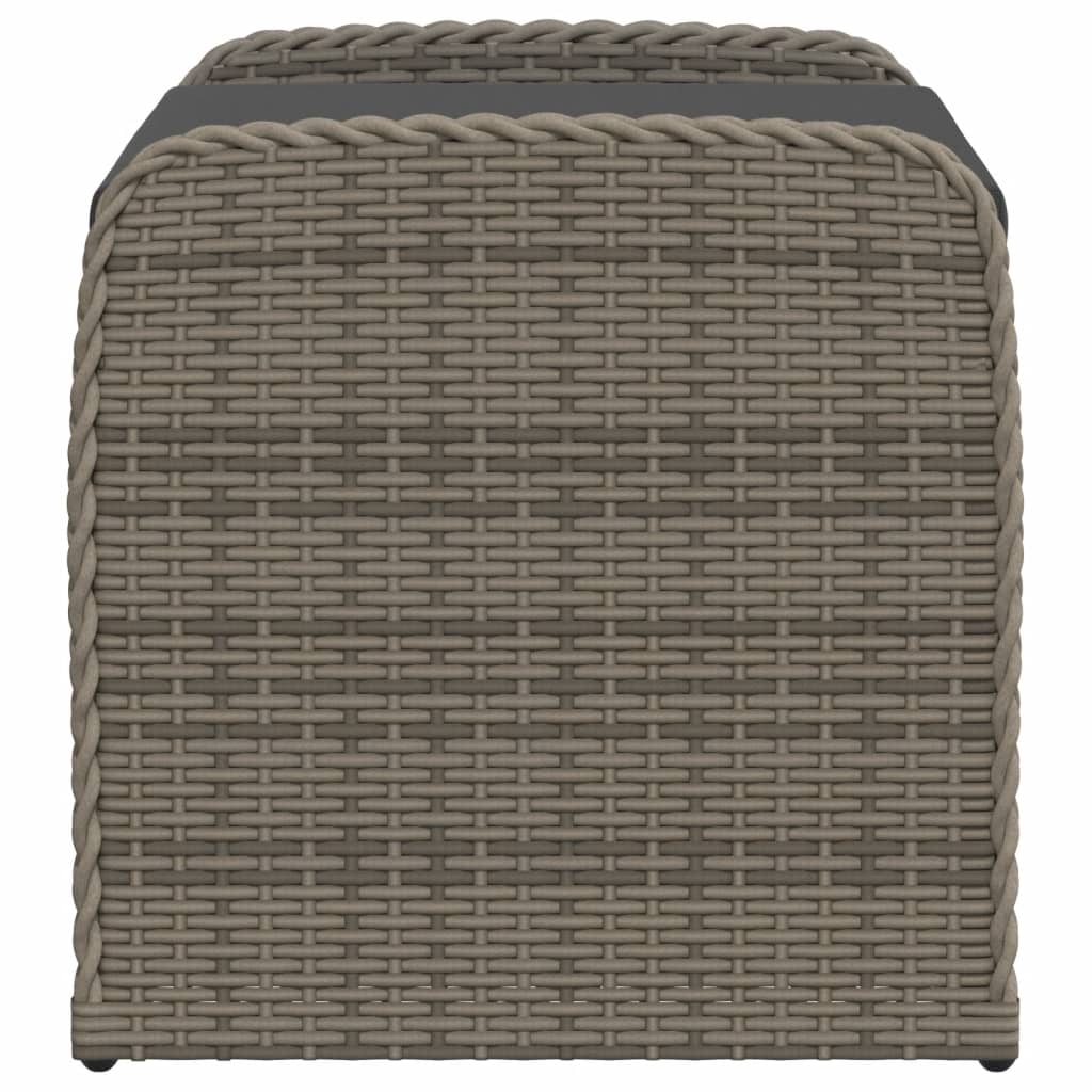 Szürke polyrattan tárolópad párnával 80 x 51 x 52 cm