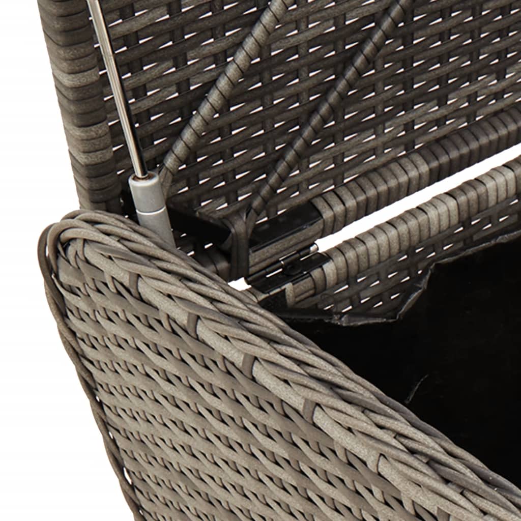 Szürke polyrattan tárolópad párnával 80 x 51 x 52 cm