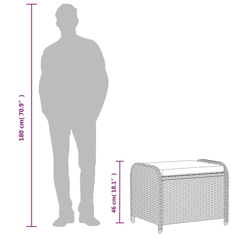 Barna polyrattan kerti szék párnával 58 x 46 x 46 cm