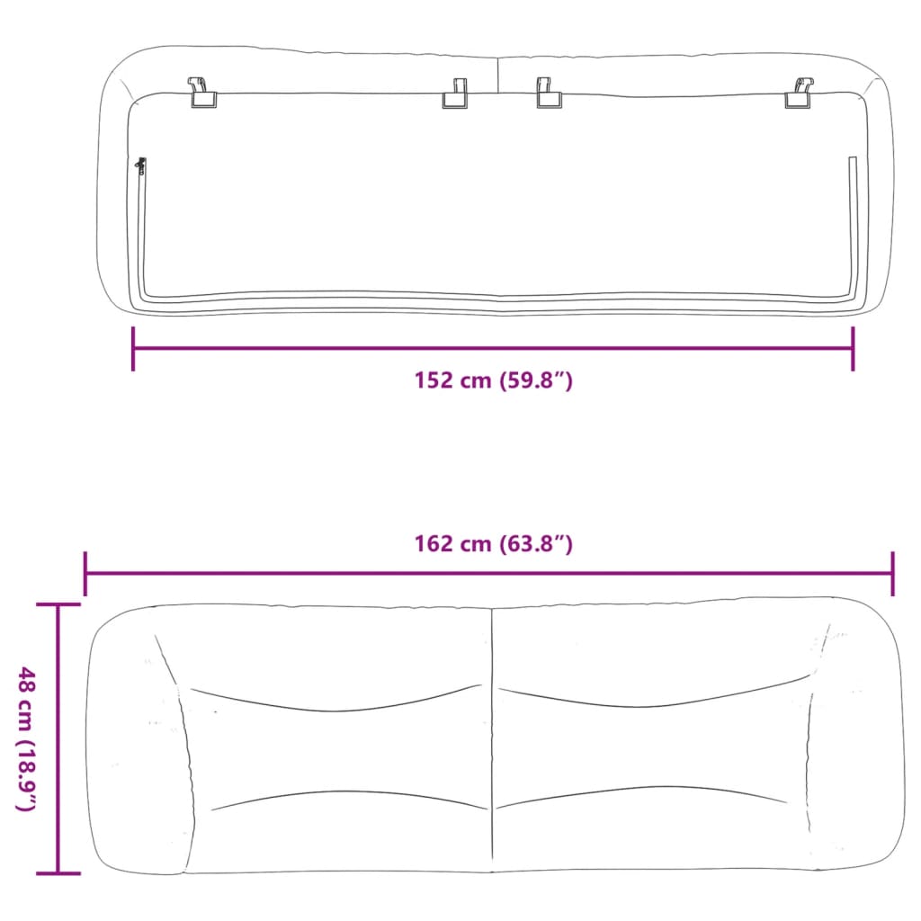 Világosszürke szövet fejtámla párna 152 cm