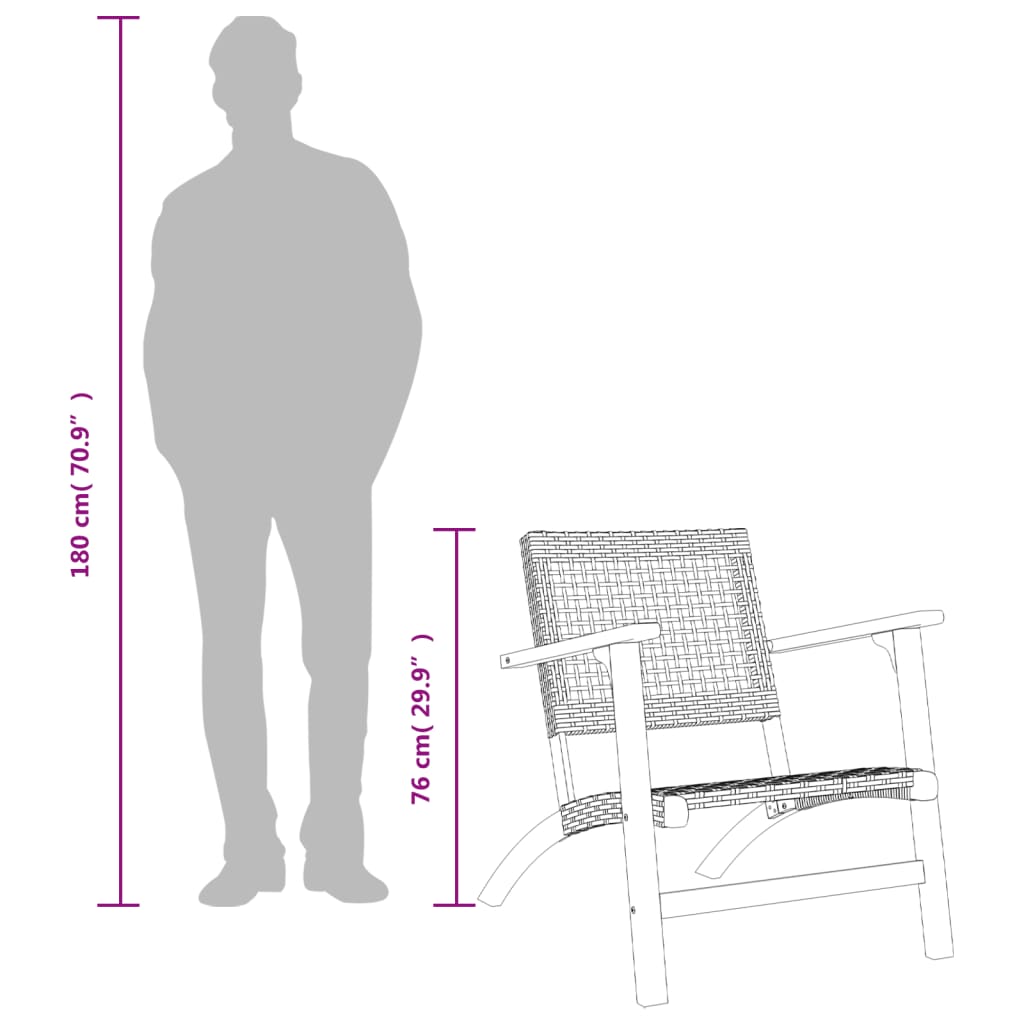 2 db bézs polyrattan és akácfa kerti szék