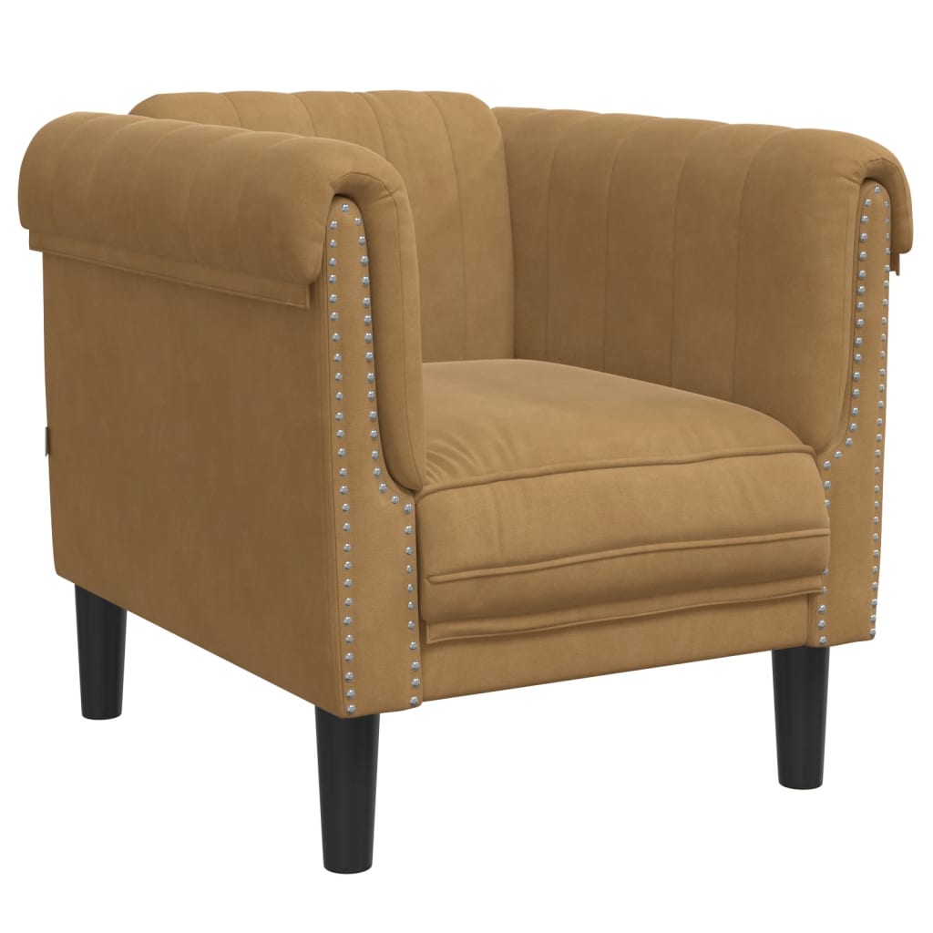 3 részes barna bársony ülőgarnitúra