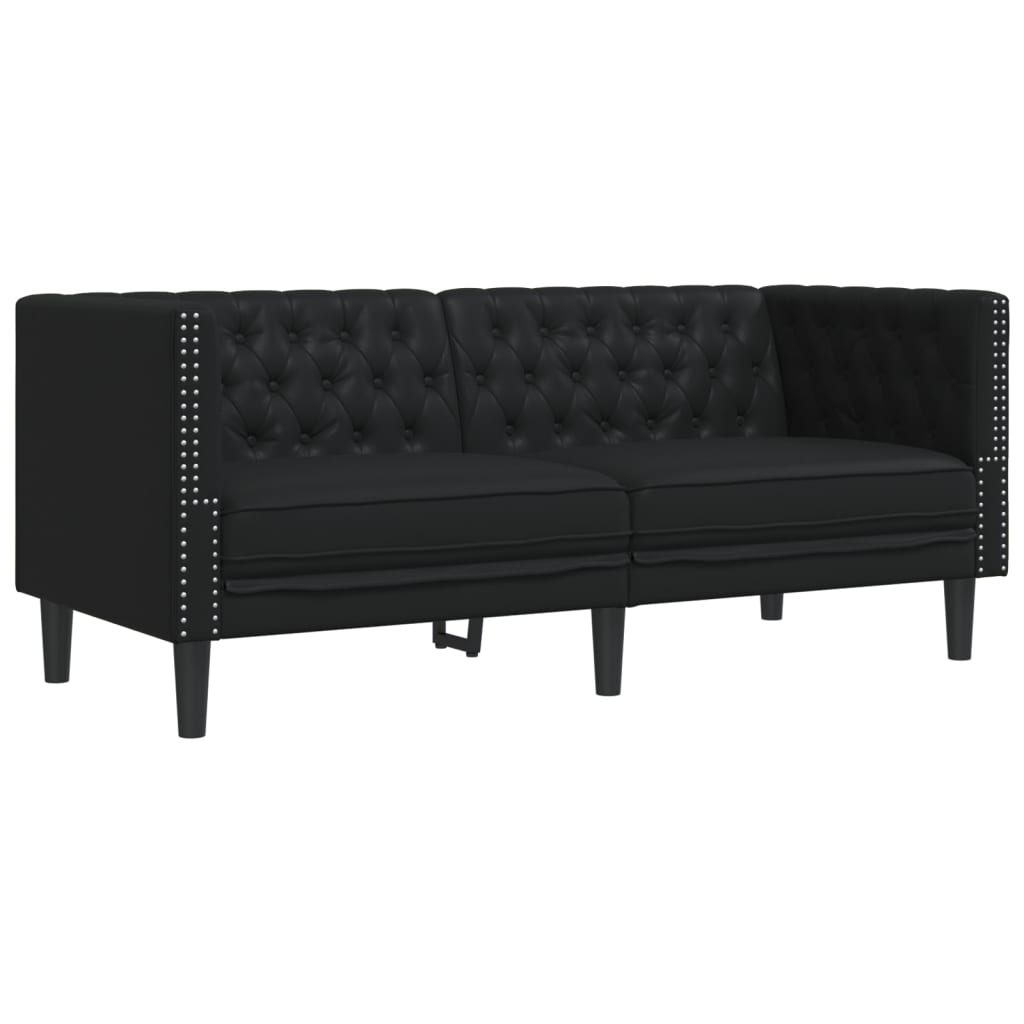 3 részes fekete műbőr chesterfield kanapégarnitúra 3 részes fekete műbőr chesterfield kanapégarnitúra