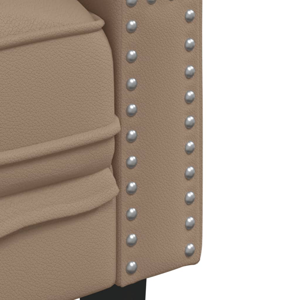 3 részes kávészínű műbőr chesterfield kanapégarnitúra