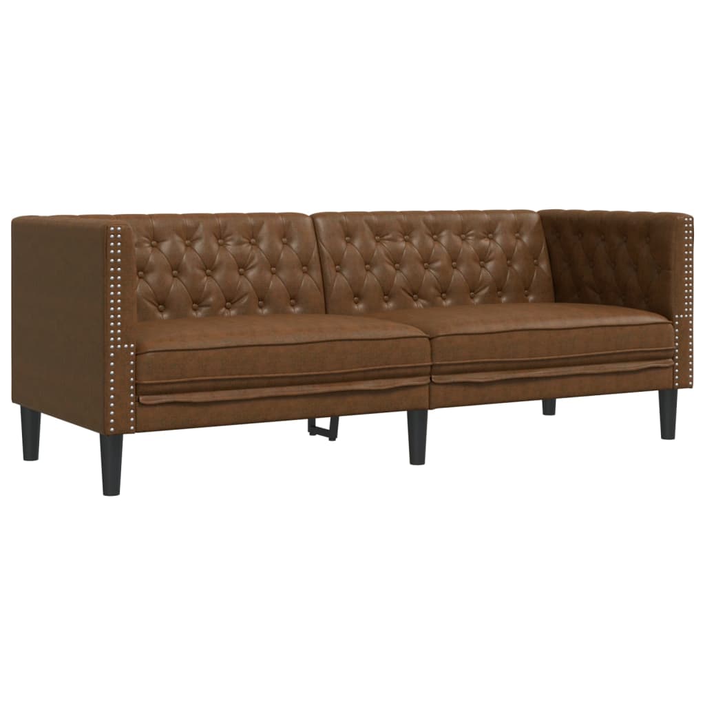 3 részes barna művelúr chesterfield kanapégarnitúra 3 részes barna művelúr chesterfield kanapégarnitúra