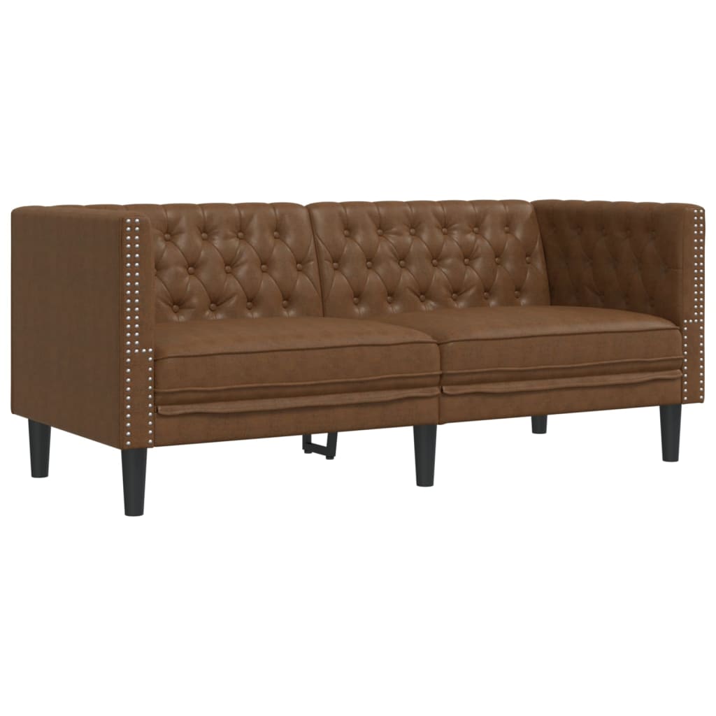 3 részes barna művelúr chesterfield kanapégarnitúra 3 részes barna művelúr chesterfield kanapégarnitúra
