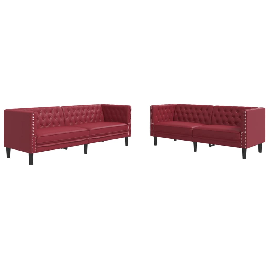 2 részes bordó műbőr chesterfield kanapégarnitúra 2 részes bordó műbőr chesterfield kanapégarnitúra