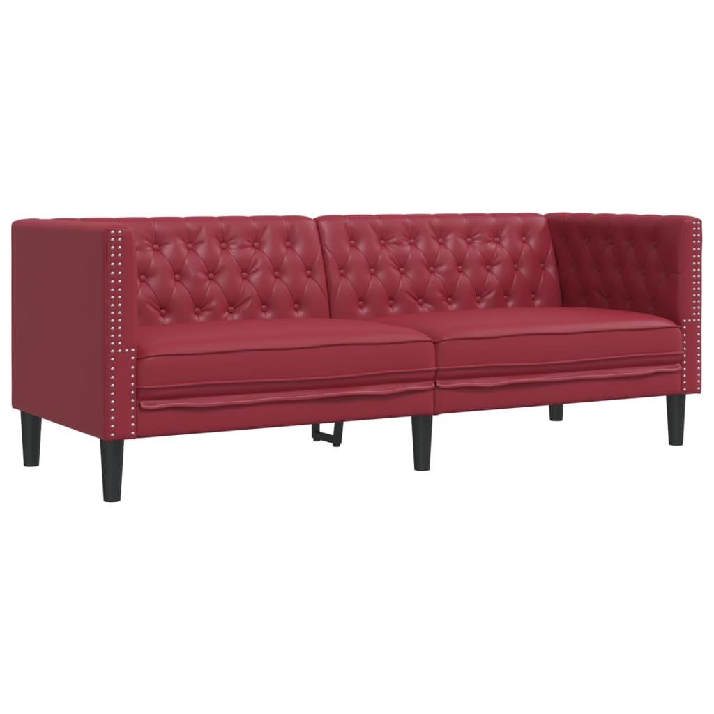 2 részes bordó műbőr chesterfield kanapégarnitúra 2 részes bordó műbőr chesterfield kanapégarnitúra