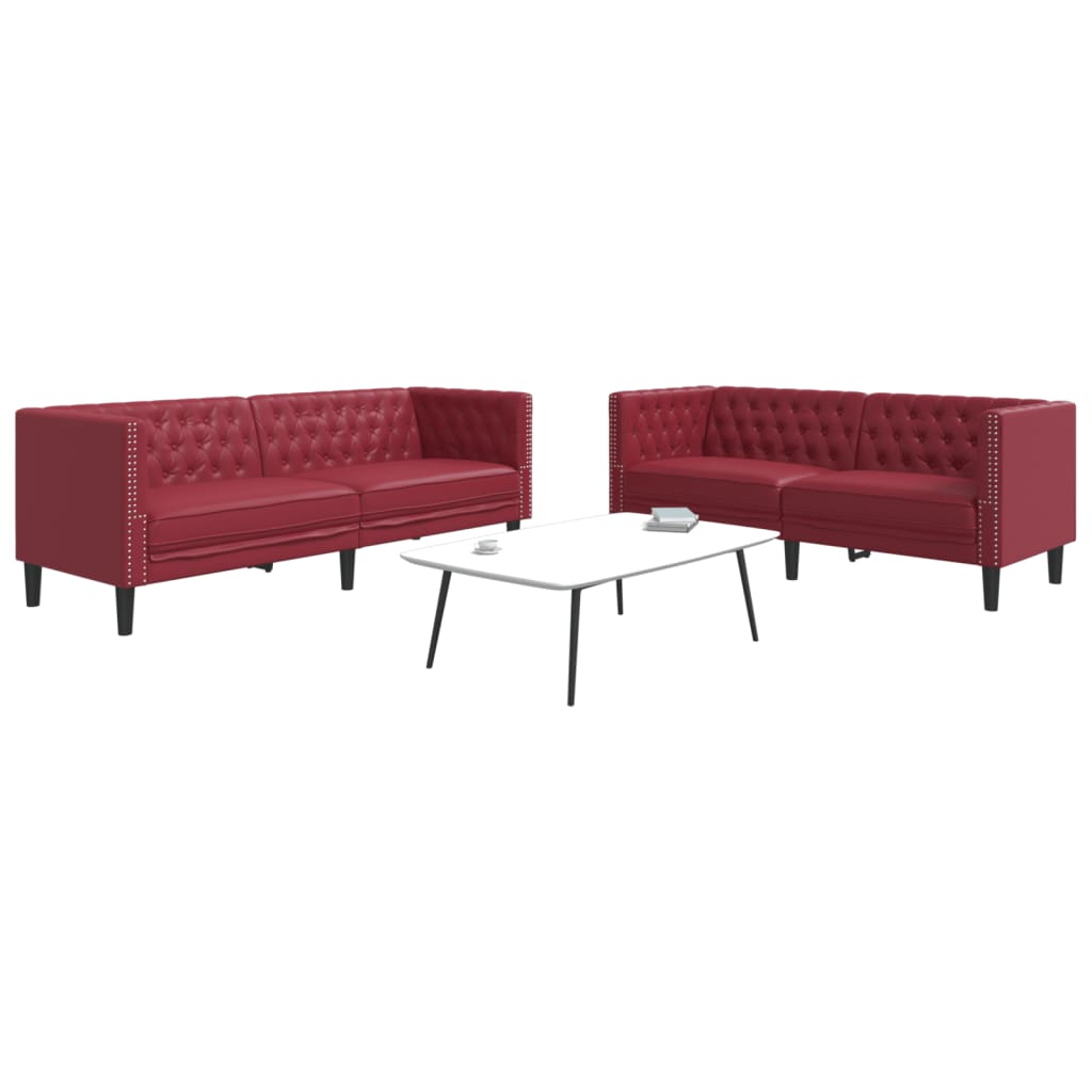 2 részes bordó műbőr chesterfield kanapégarnitúra 2 részes bordó műbőr chesterfield kanapégarnitúra