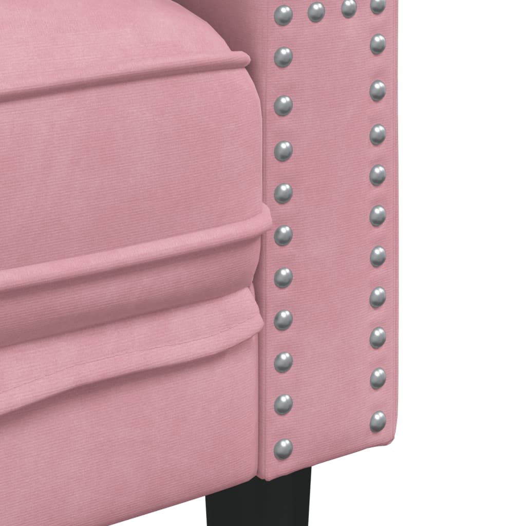 2 részes rózsaszín bársony chesterfield kanapészett párnákkal 2 részes rózsaszín bársony chesterfield kanapészett párnákkal