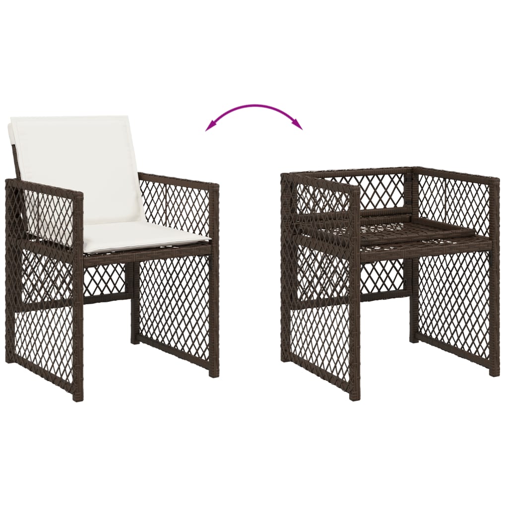 5 részes barna polyrattan kerti étkezőgarnitúra párnákkal
