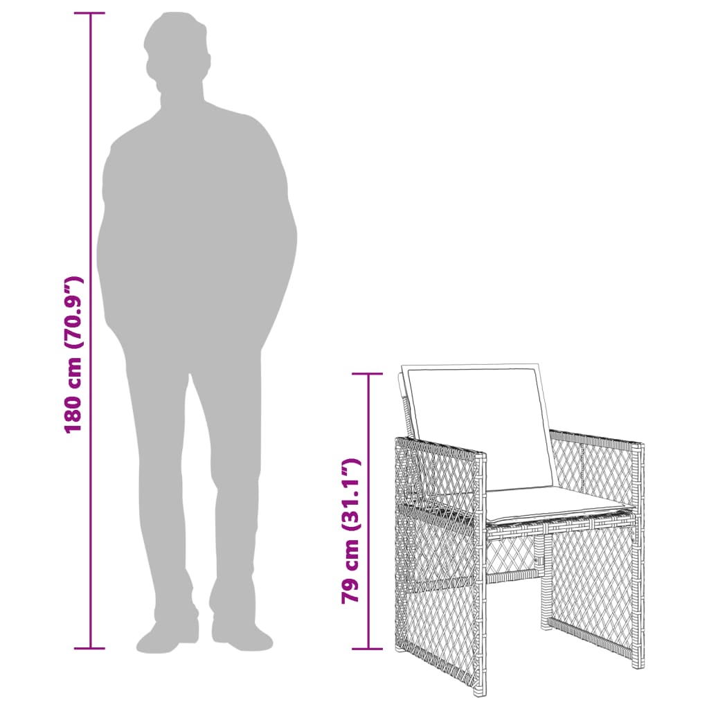 5 részes barna polyrattan kerti étkezőgarnitúra párnákkal