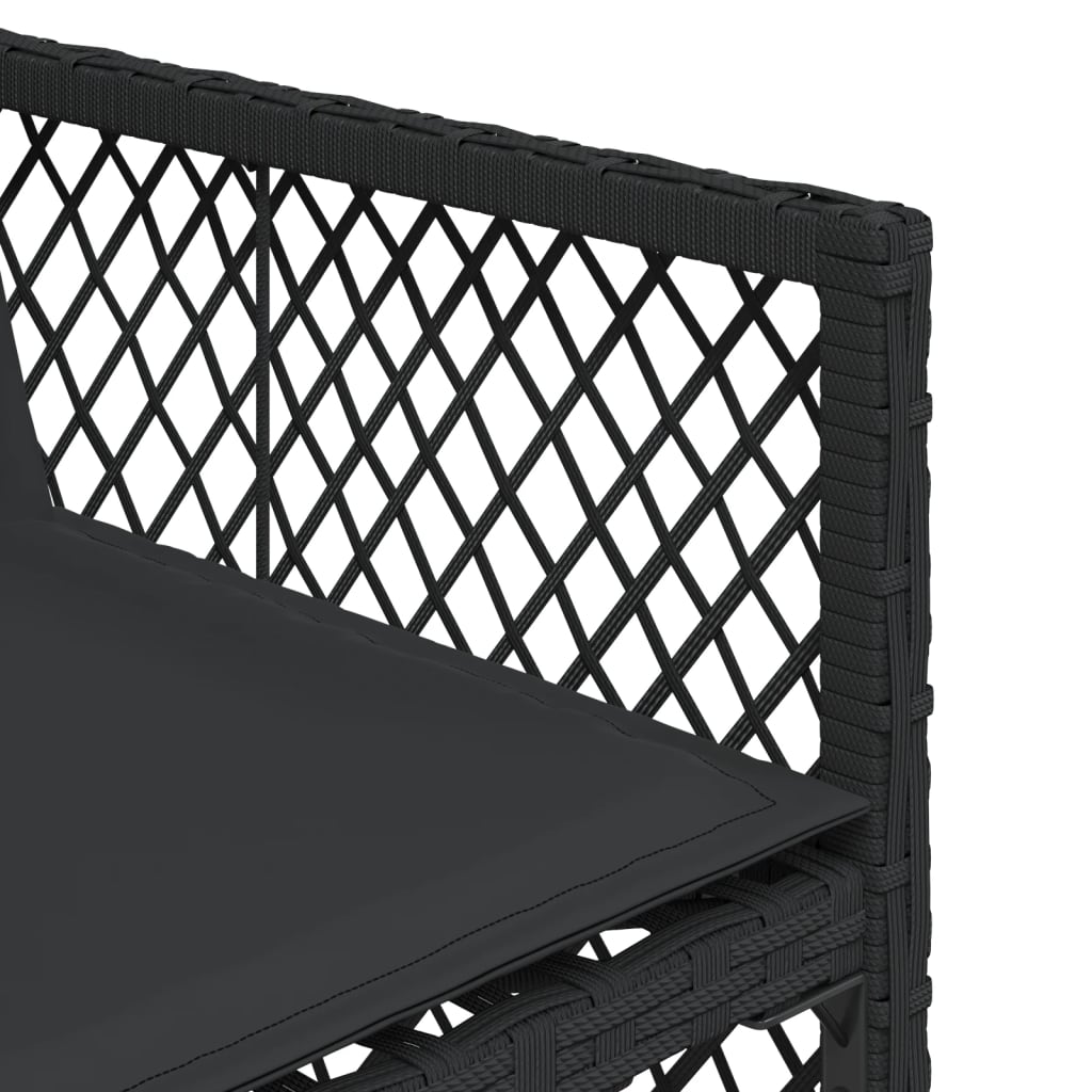 9 részes fekete polyrattan kerti étkezőgarnitúra párnákkal