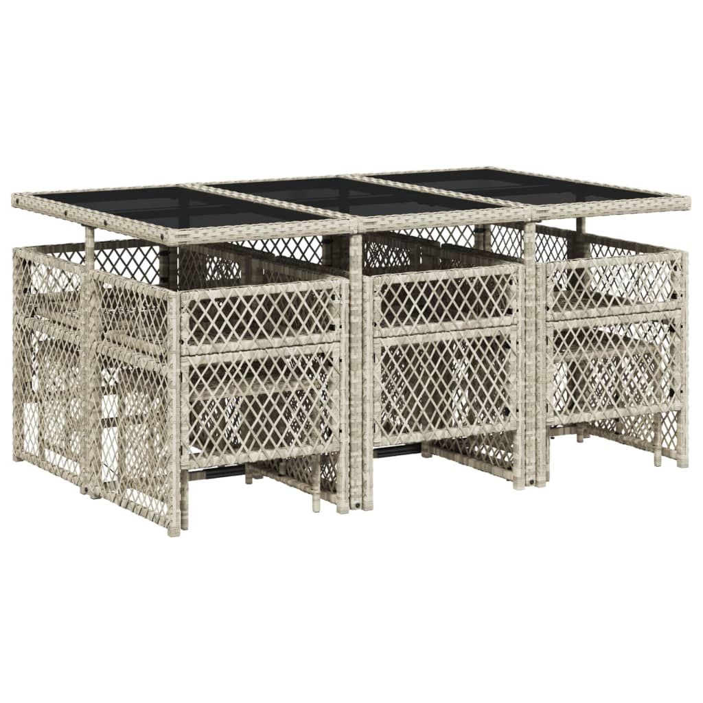 11 részes világosszürke polyrattan kerti ülőgarnitúra párnákkal 11 részes világosszürke polyrattan kerti ülőgarnitúra párnákkal