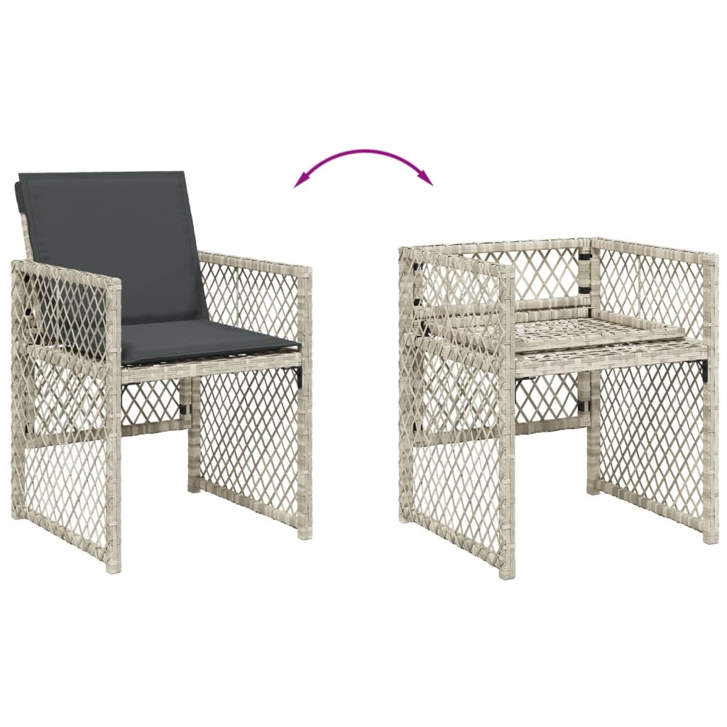 11 részes világosszürke polyrattan kerti ülőgarnitúra párnákkal 11 részes világosszürke polyrattan kerti ülőgarnitúra párnákkal