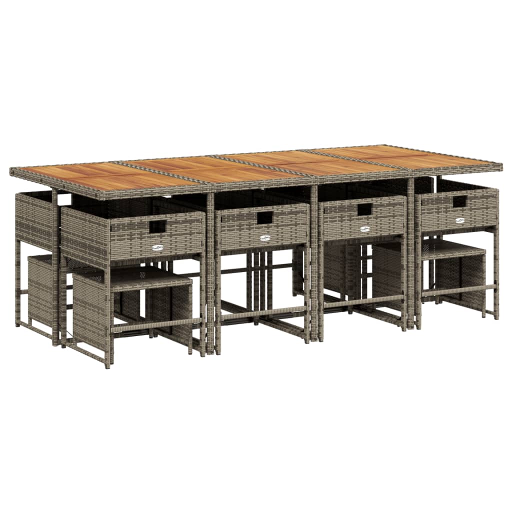 13 részes szürke polyrattan kerti ülőgarnitúra párnákkal