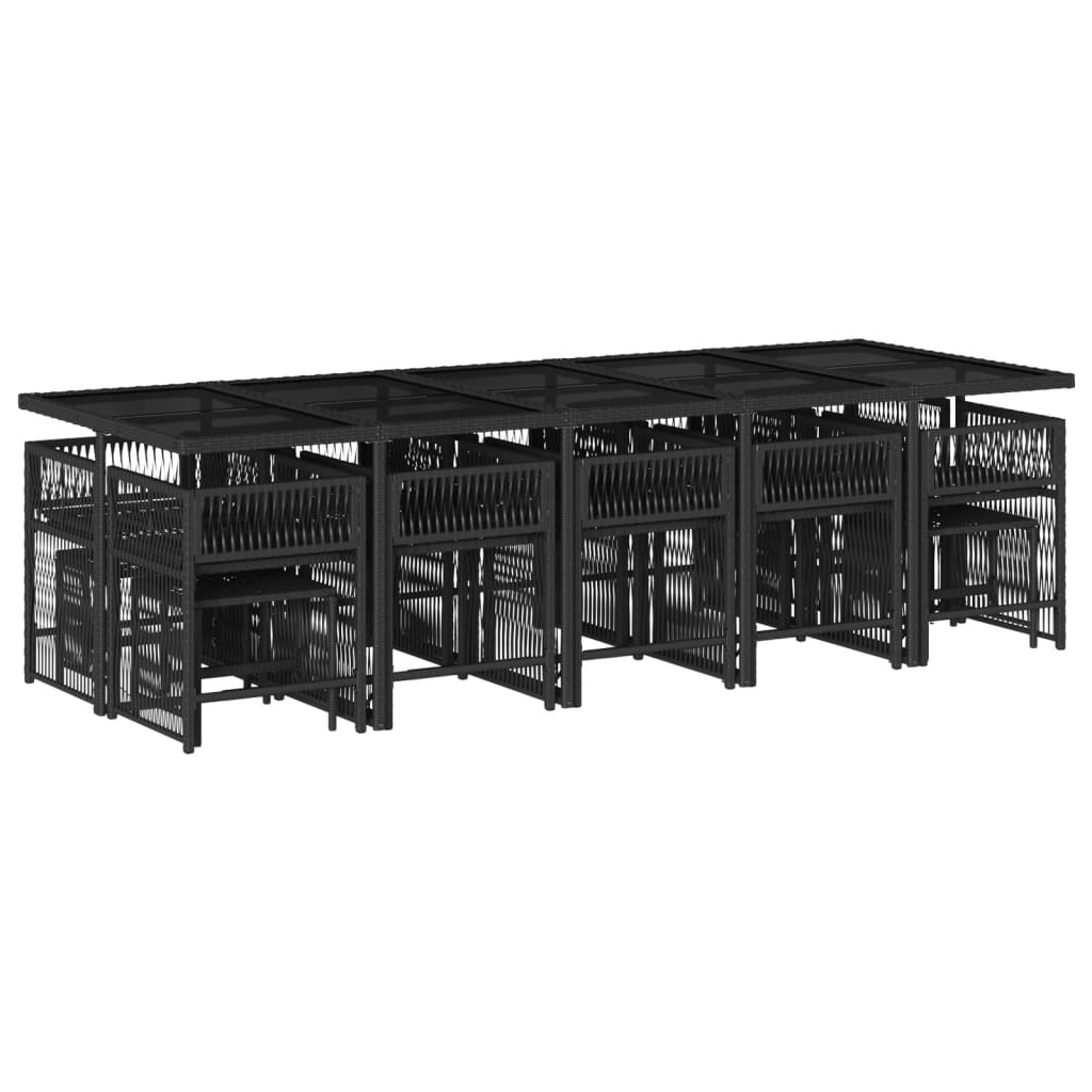 15 részes fekete polyrattan kerti étkezőgarnitúra párnákkal 15 részes fekete polyrattan kerti étkezőgarnitúra párnákkal
