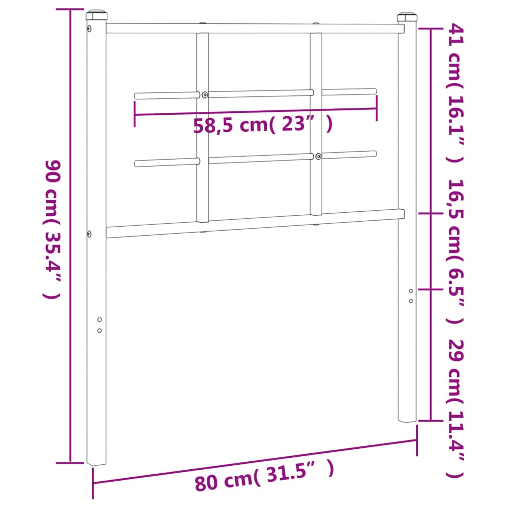 Fehér fém fejtámla 75 cm