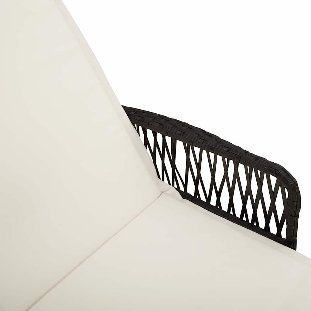 Napozó fekete és krémfehér 55 x 200 x 92 cm polirattan