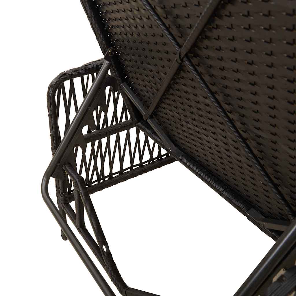 Napozó fekete és krémfehér 55 x 200 x 92 cm polirattan