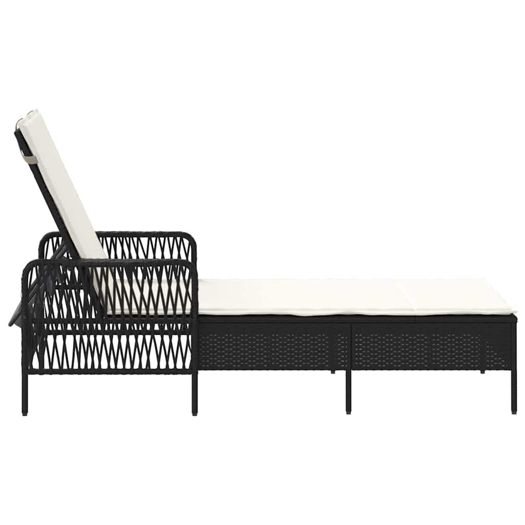Napozó fekete és krémfehér 55 x 200 x 92 cm polirattan