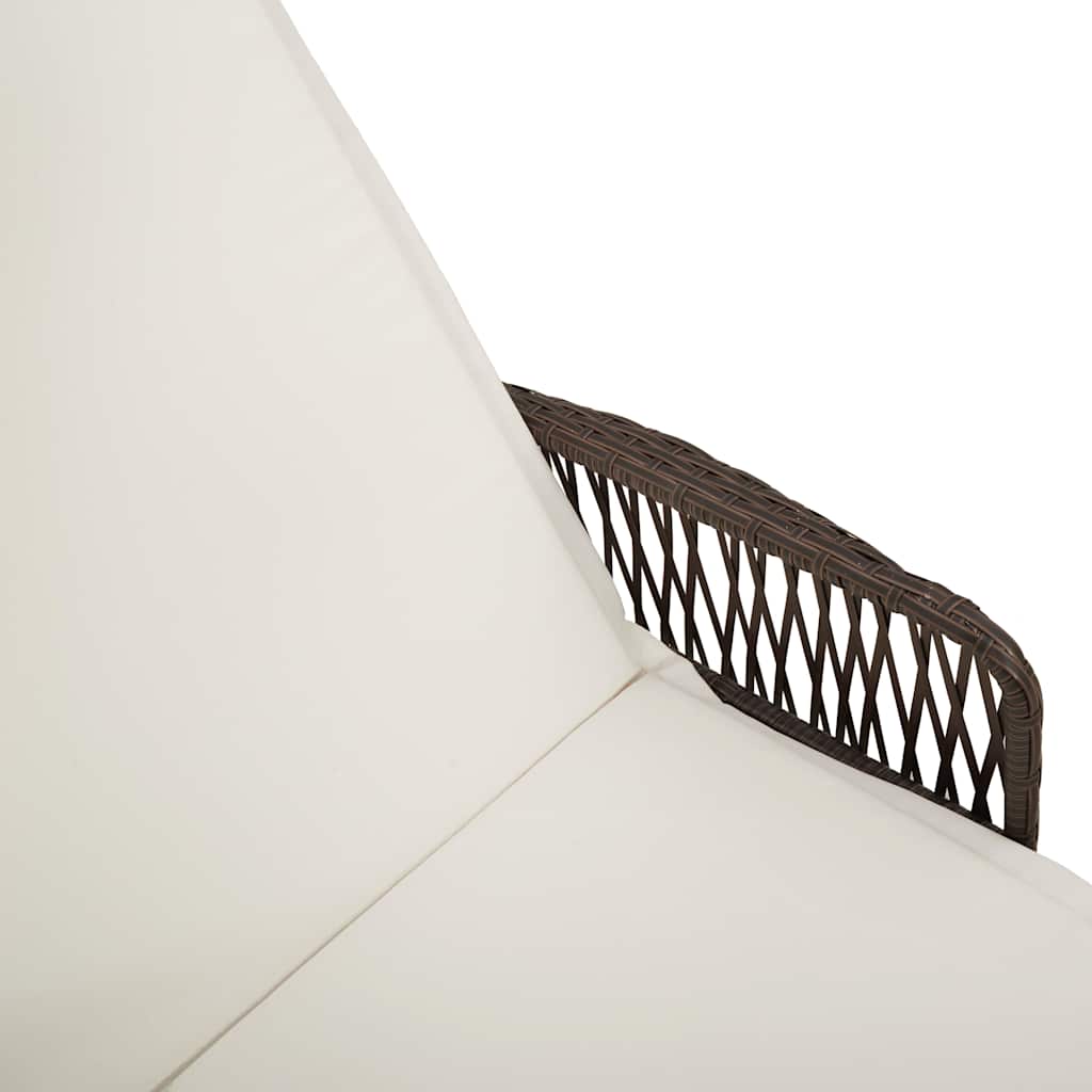 Napozó barna és krémfehér 55 x 200 x 92 cm polirattan